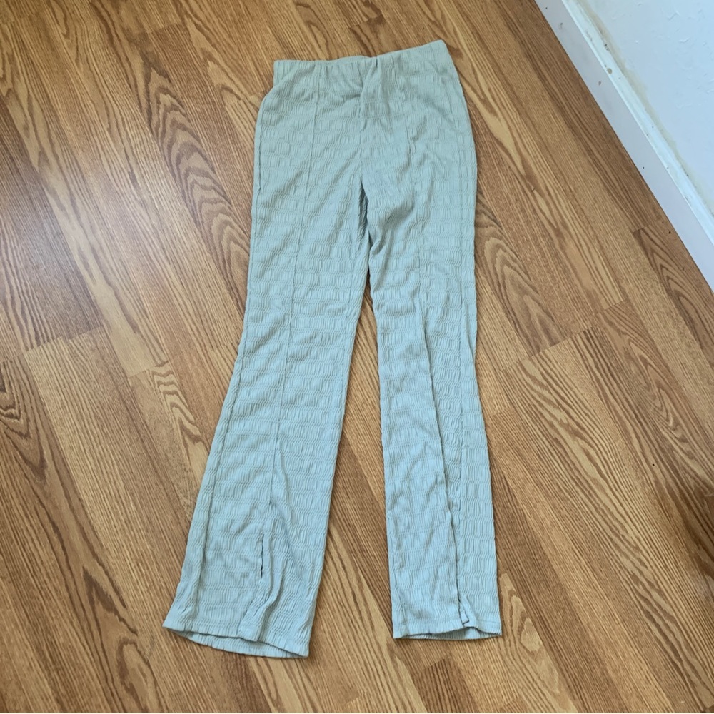 ReWash high waisted stretch bootcut flare with slip ankle light mint green pant